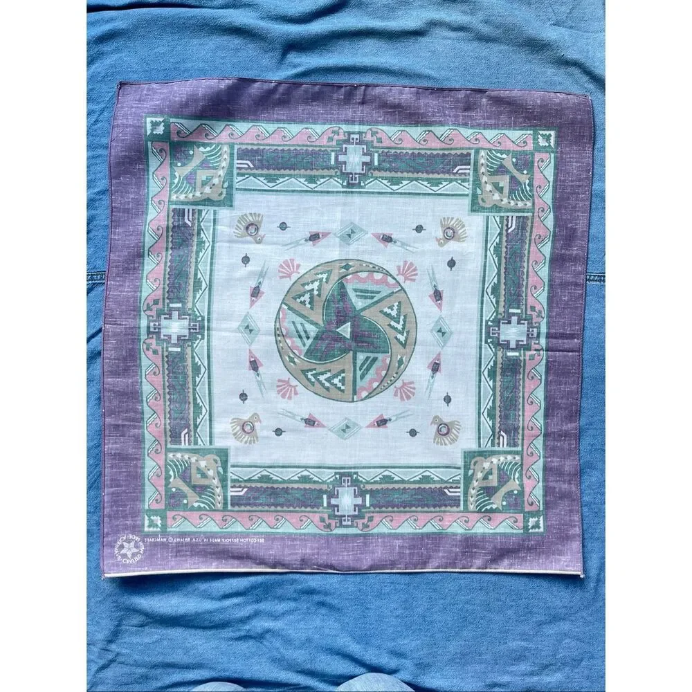 VTG Southwestern Desertcore Western Bandana Scarf Wamcraft USA 22.5
